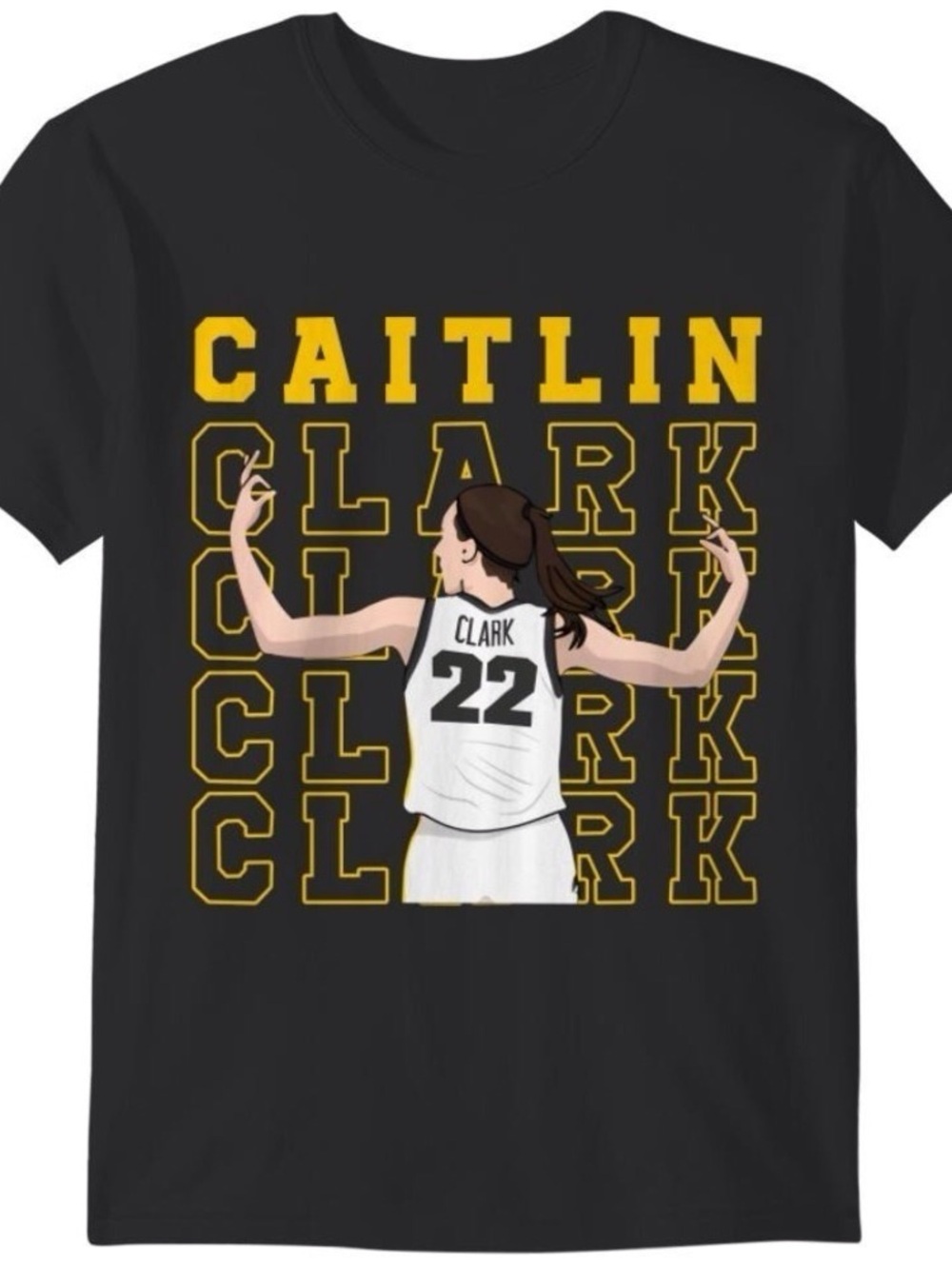 Caitlin Clark Black Graphic Kids Tee
